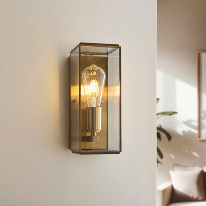 Hammond Aged Brass & Clear Glass Wall Light