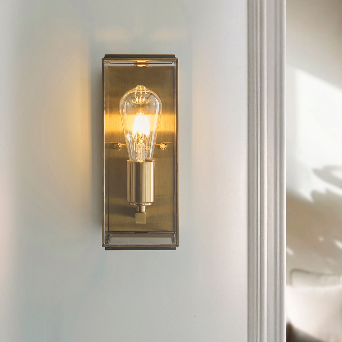 Hammond Aged Brass & Clear Glass Wall Light
