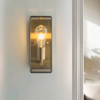 Hammond Aged Brass & Clear Glass Wall Light
