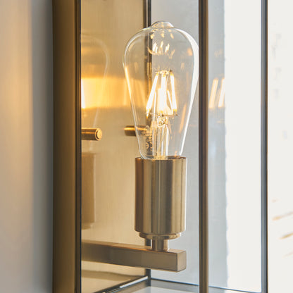 Hammond Aged Brass & Clear Glass Wall Light