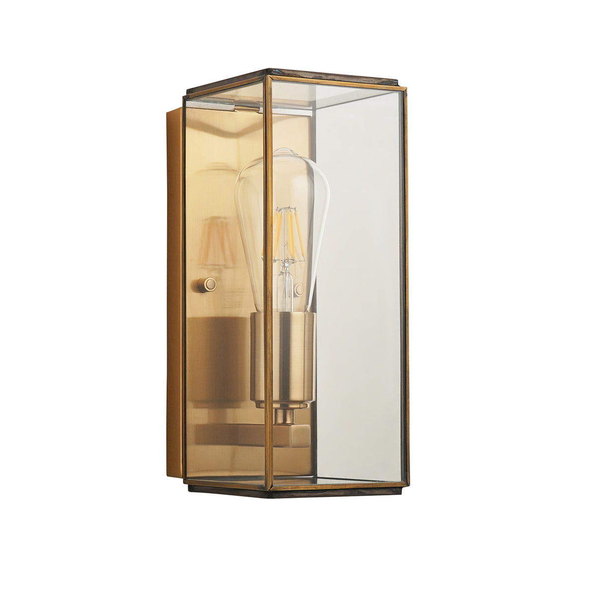 Hammond Aged Brass & Clear Glass Wall Light