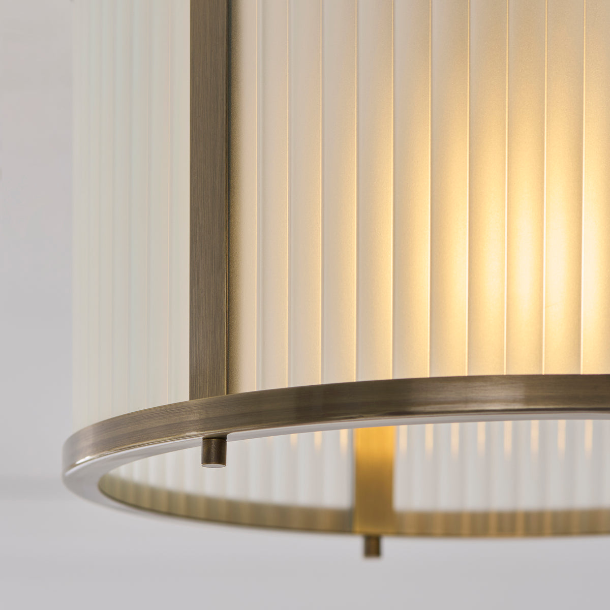 Ridgeton Antique Brass & Frosted Ribbed Glass Flush Ceiling Light