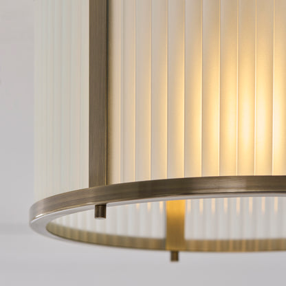 Ridgeton Antique Brass & Frosted Ribbed Glass Flush Ceiling Light