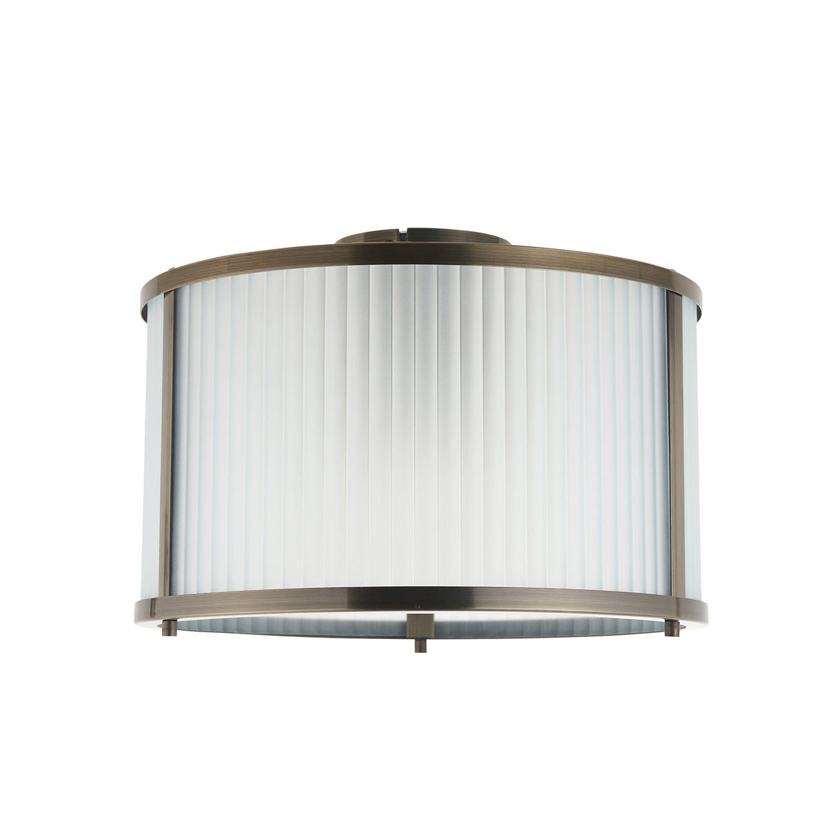 Ridgeton Antique Brass & Frosted Ribbed Glass Flush Ceiling Light