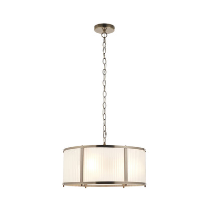 Ridgeton 3 Light Antique Brass & Frosted Glass Pendant Ceiling Light
