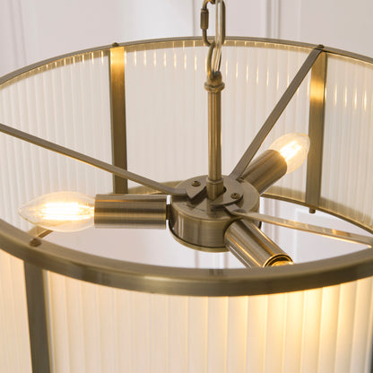 Ridgeton 3 Light Antique Brass & Frosted Glass Pendant Ceiling Light