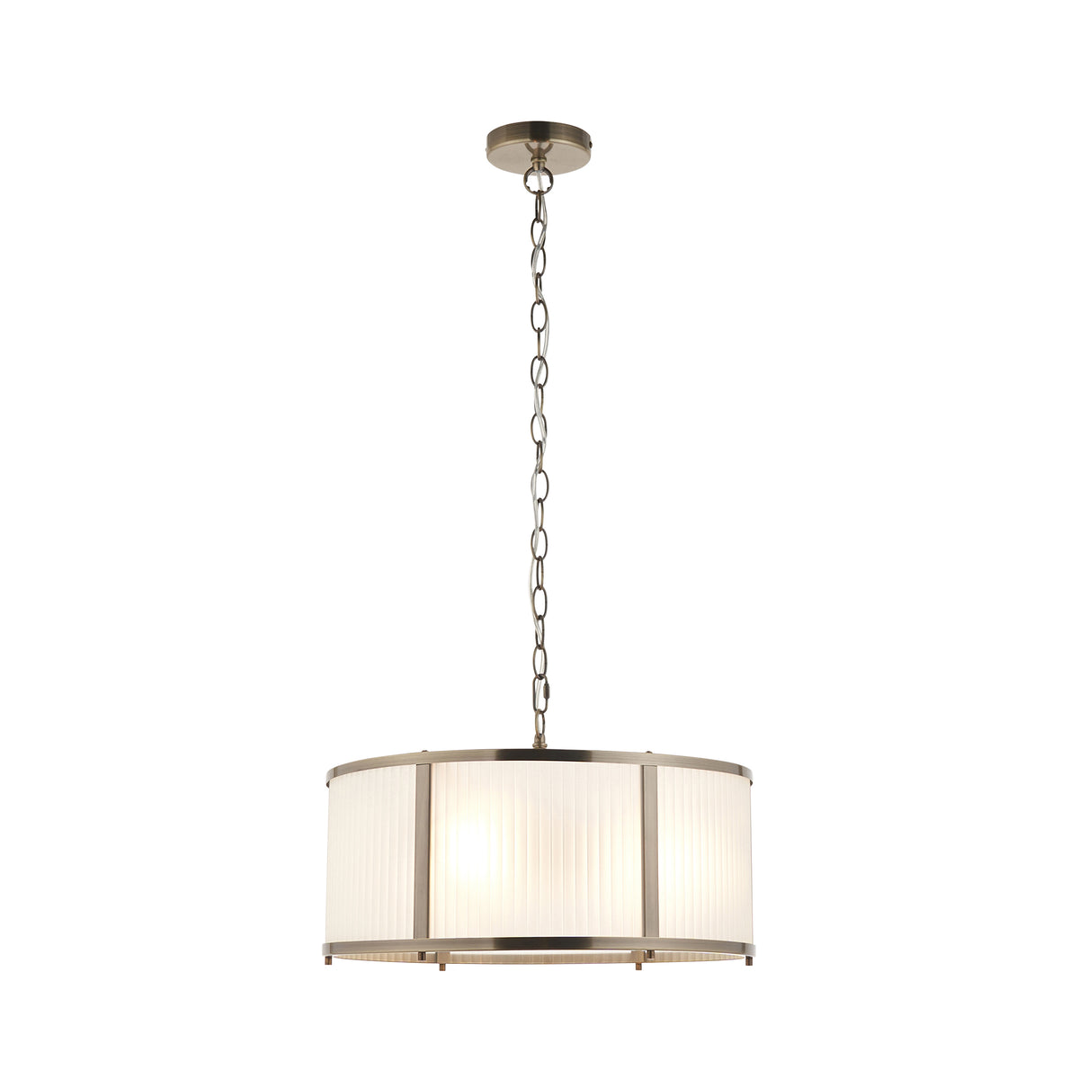 Ridgeton 3 Light Antique Brass & Frosted Glass Pendant Ceiling Light