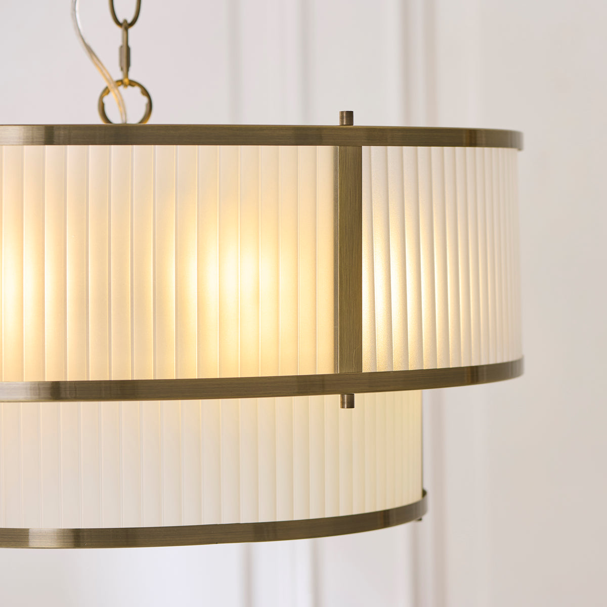 Ridgeton 5 Light Antique Brass & Frosted Glass Tiered Chandelier