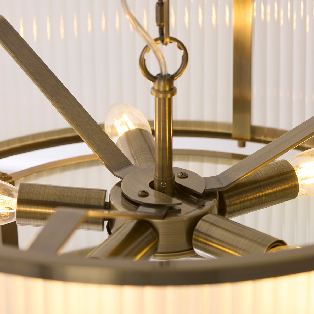 Ridgeton 5 Light Antique Brass & Frosted Glass Tiered Chandelier