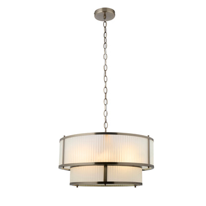 Ridgeton 5 Light Antique Brass & Frosted Glass Tiered Chandelier