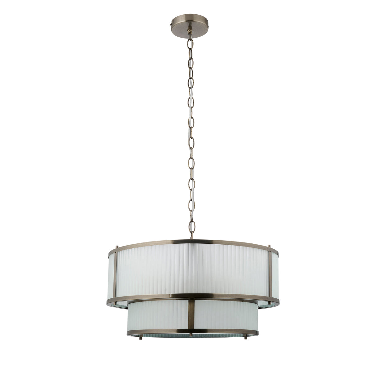 Ridgeton 5 Light Antique Brass & Frosted Glass Tiered Chandelier