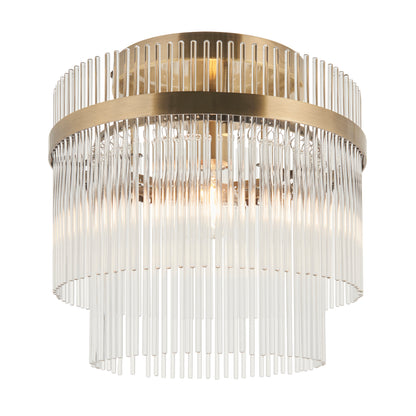 Marietta Antique Brass & Clear Glass Flush Ceiling Light