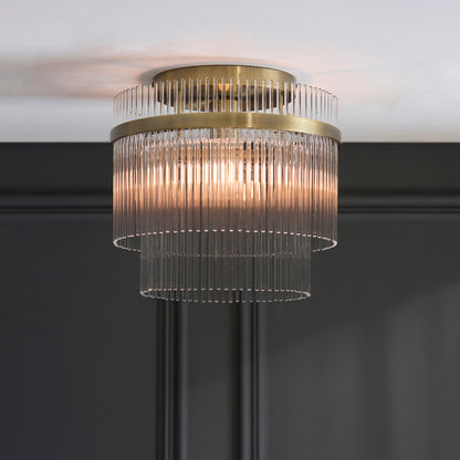 Marietta Antique Brass & Clear Glass Flush Ceiling Light