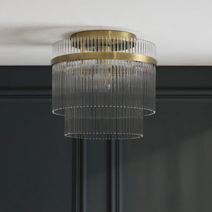 Marietta Antique Brass & Clear Glass Flush Ceiling Light