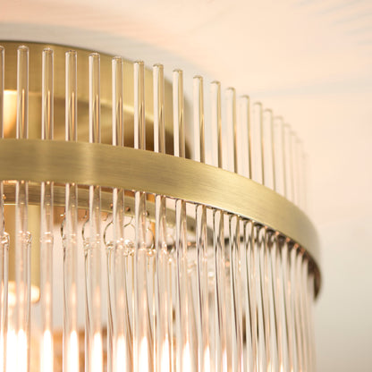 Marietta Antique Brass & Clear Glass Flush Ceiling Light