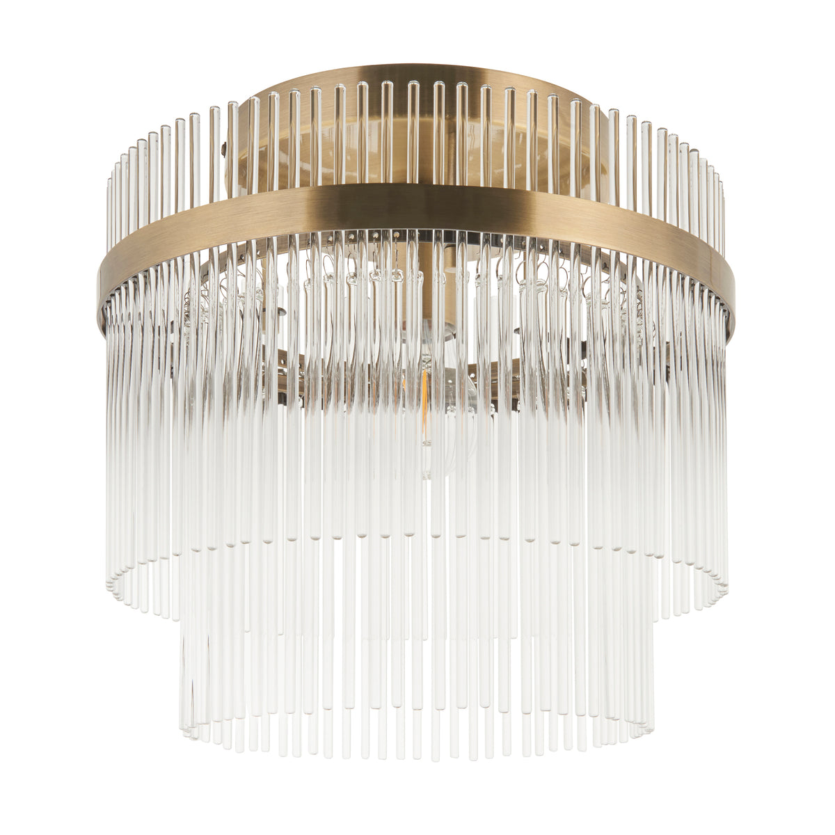 Marietta Antique Brass & Clear Glass Flush Ceiling Light