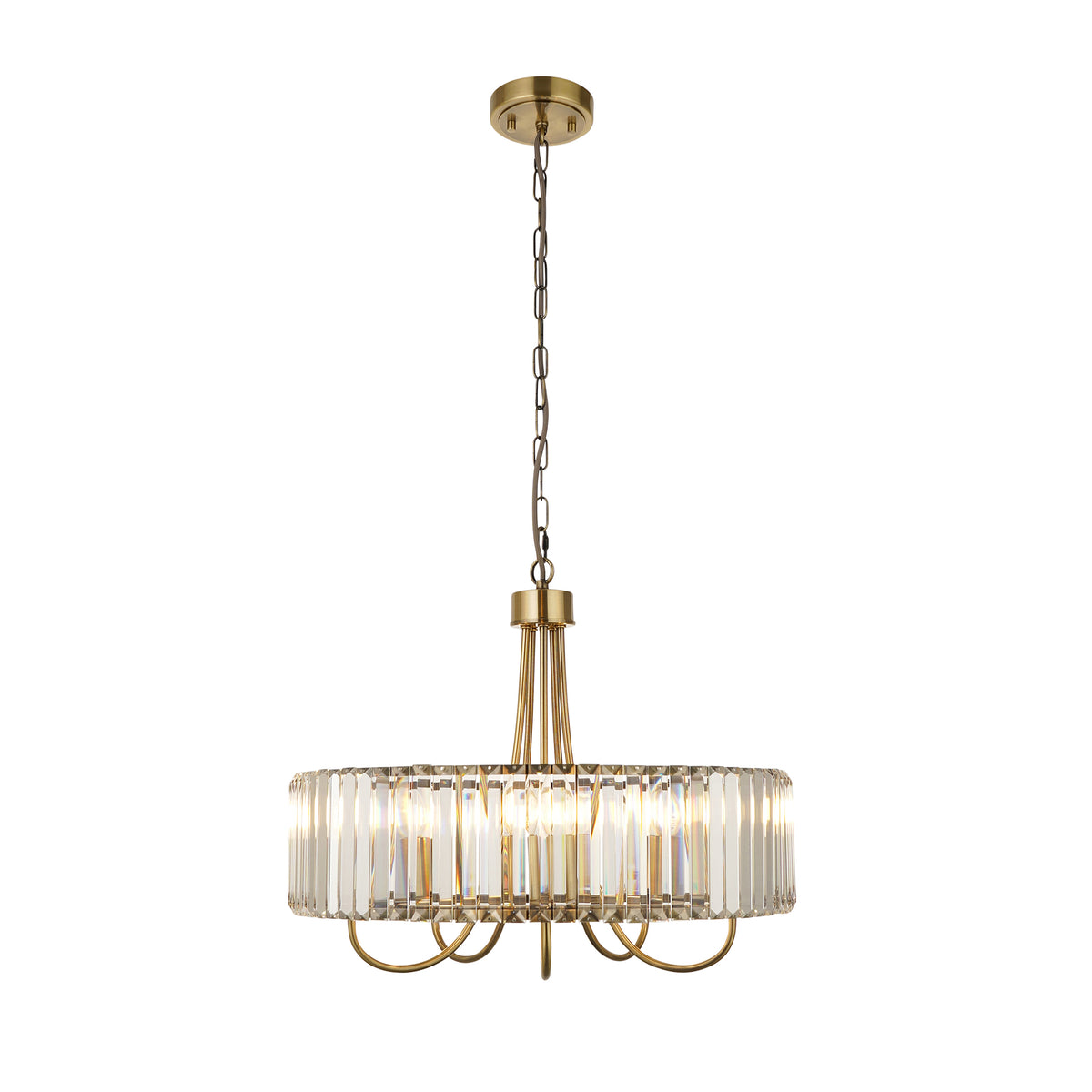 Visconti 5 Light Antique Brass & Clear Glass Ceiling Light