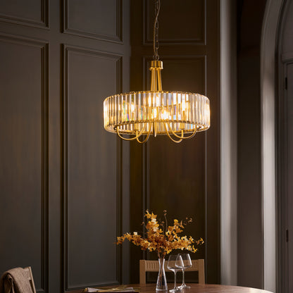 Visconti 5 Light Antique Brass & Clear Glass Ceiling Light
