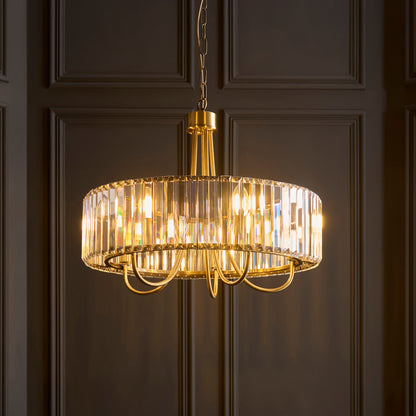 Visconti 5 Light Antique Brass & Clear Glass Ceiling Light