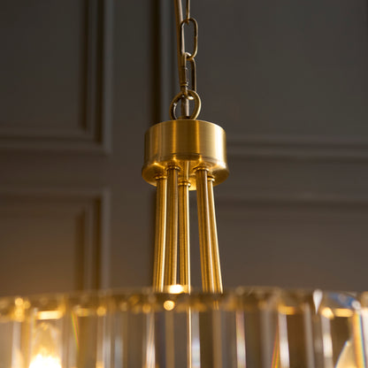 Visconti 5 Light Antique Brass & Clear Glass Ceiling Light