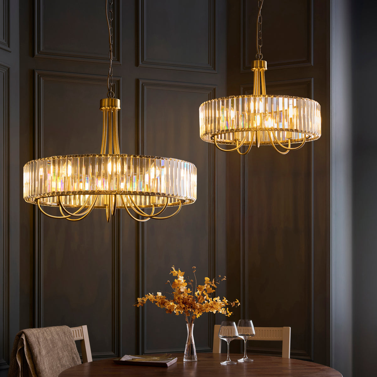 Visconti 5 Light Antique Brass & Clear Glass Ceiling Light