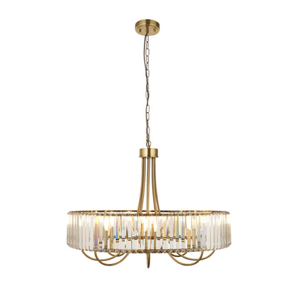 Visconti 8 Light Antique Brass & Clear Glass Pendant Ceiling Light