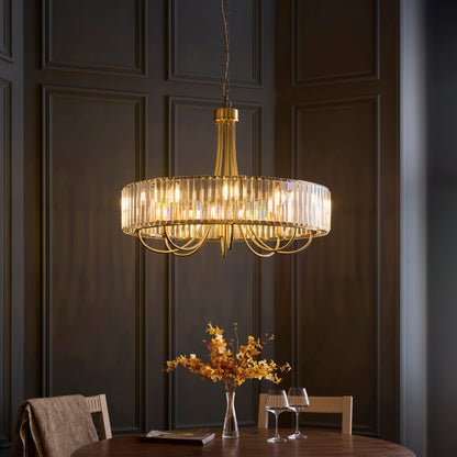 Visconti 8 Light Antique Brass & Clear Glass Pendant Ceiling Light