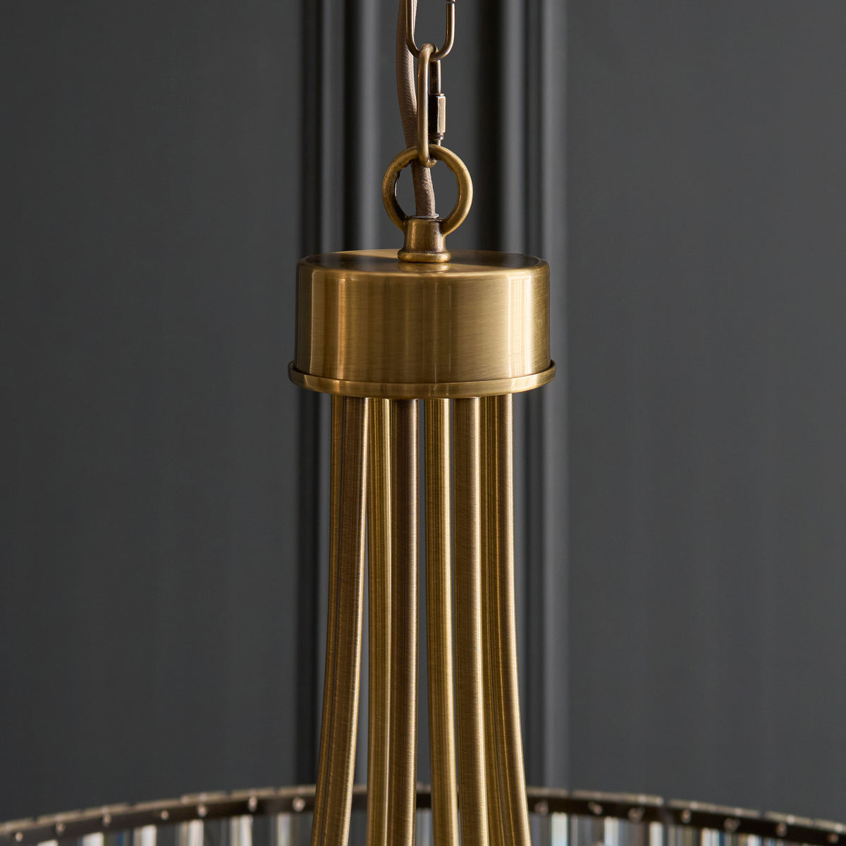 Visconti 8 Light Antique Brass & Clear Glass Pendant Ceiling Light