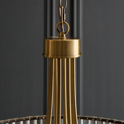 Visconti 8 Light Antique Brass & Clear Glass Pendant Ceiling Light