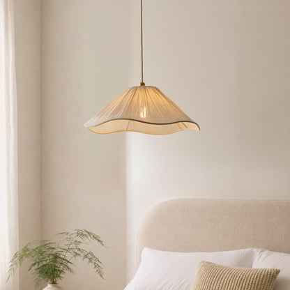 Isabella Aged Brass & White Scalloped Pendant Ceiling Light