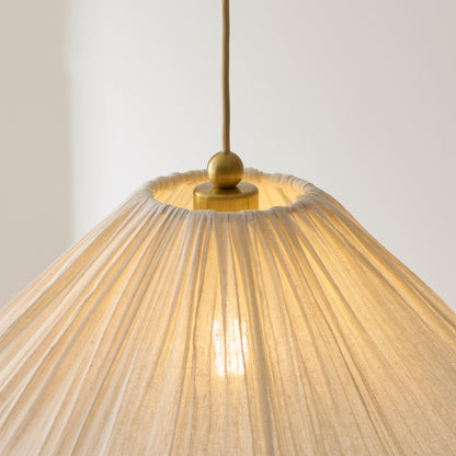 Isabella Aged Brass & White Scalloped Pendant Ceiling Light