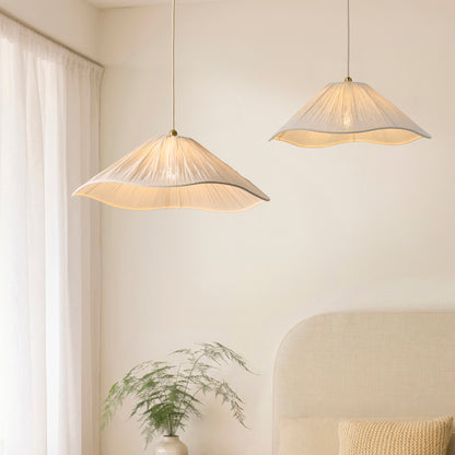 Isabella Aged Brass & White Scalloped Pendant Ceiling Light