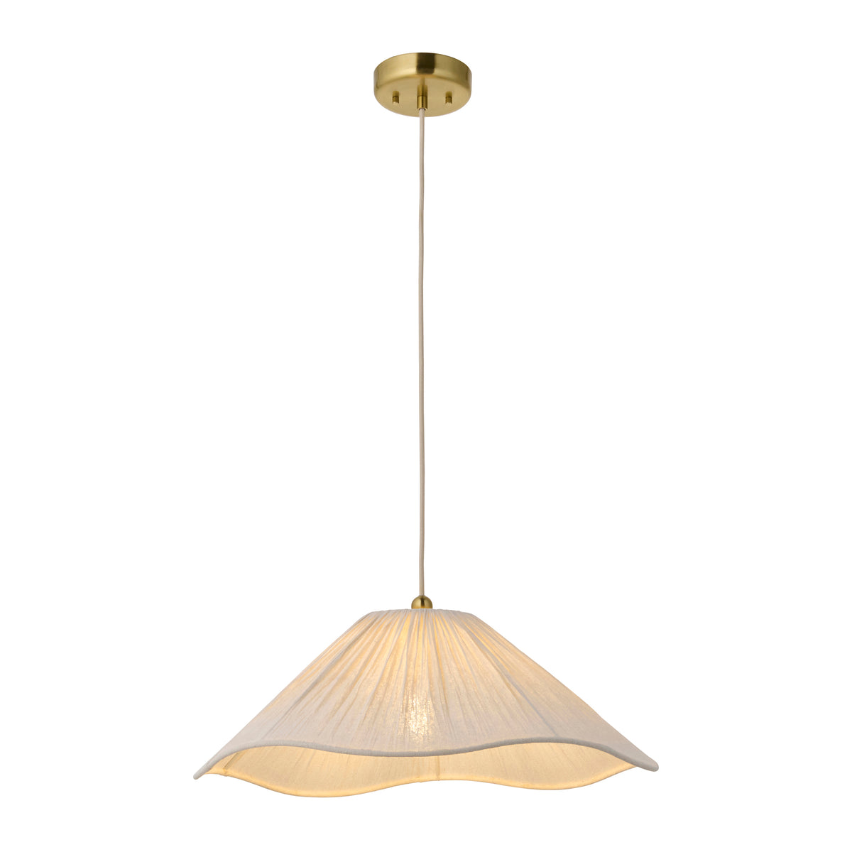 Isabella Aged Brass & White Scalloped Pendant Ceiling Light