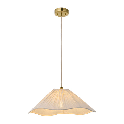 Isabella Aged Brass & White Scalloped Pendant Ceiling Light