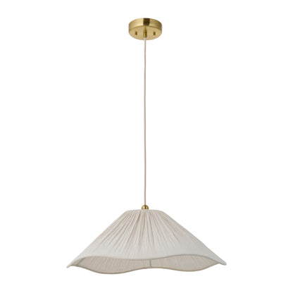 Isabella Aged Brass & White Scalloped Pendant Ceiling Light