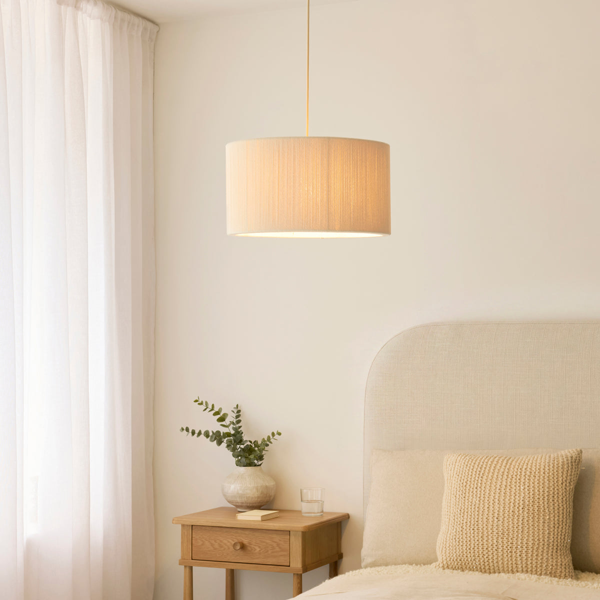 Noah Cream Cotton Cord Pendant Ceiling Light