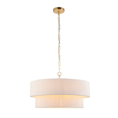 Noah 5 Light Cream Cotton Cord Tiered Pendant Ceiling Light