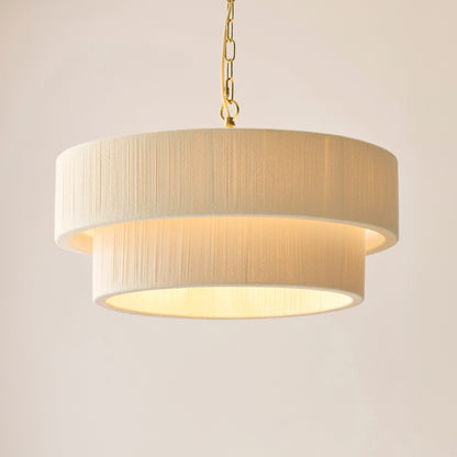 Noah 5 Light Cream Cotton Cord Tiered Pendant Ceiling Light