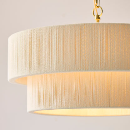 Noah 5 Light Cream Cotton Cord Tiered Pendant Ceiling Light
