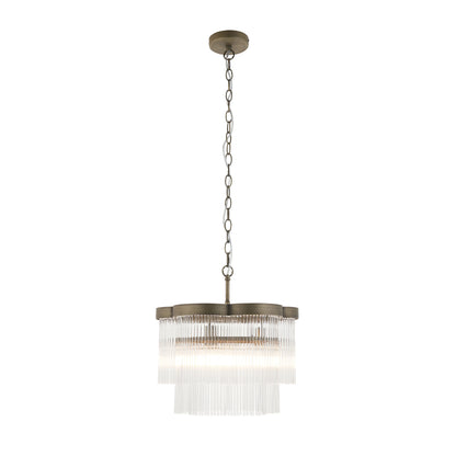 Lucille 3 Light Antique Brass & Clear Glass Pendant Ceiling Light