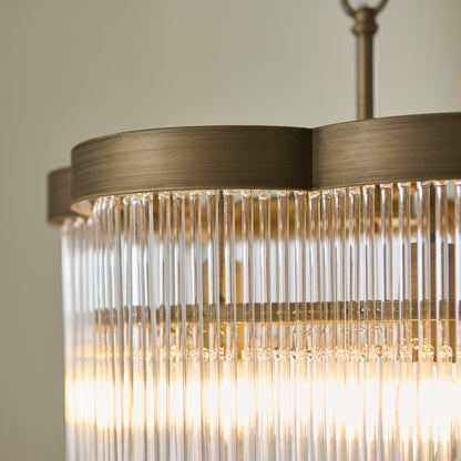 Lucille 3 Light Antique Brass & Clear Glass Pendant Ceiling Light