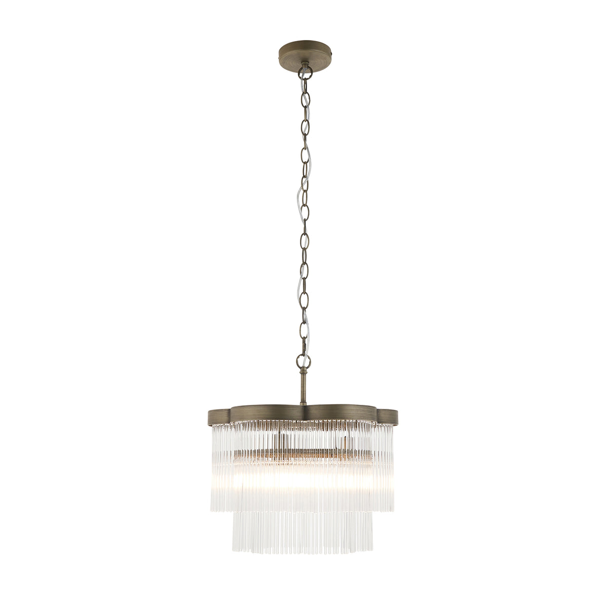 Lucille 3 Light Antique Brass & Clear Glass Pendant Ceiling Light