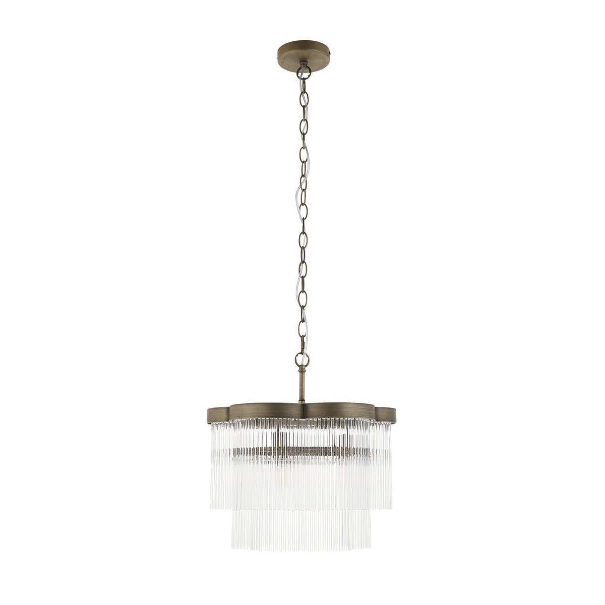Lucille 3 Light Antique Brass & Clear Glass Pendant Ceiling Light
