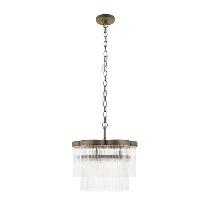 Lucille 3 Light Antique Brass & Clear Glass Pendant Ceiling Light