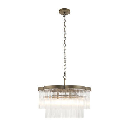 Lucille 5 Light Antique Brass & Clear Glass Pendant Ceiling Light