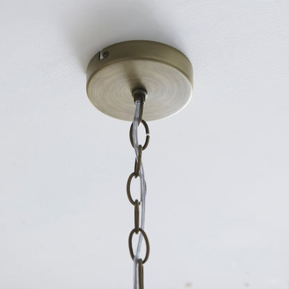 Lucille 5 Light Antique Brass & Clear Glass Pendant Ceiling Light