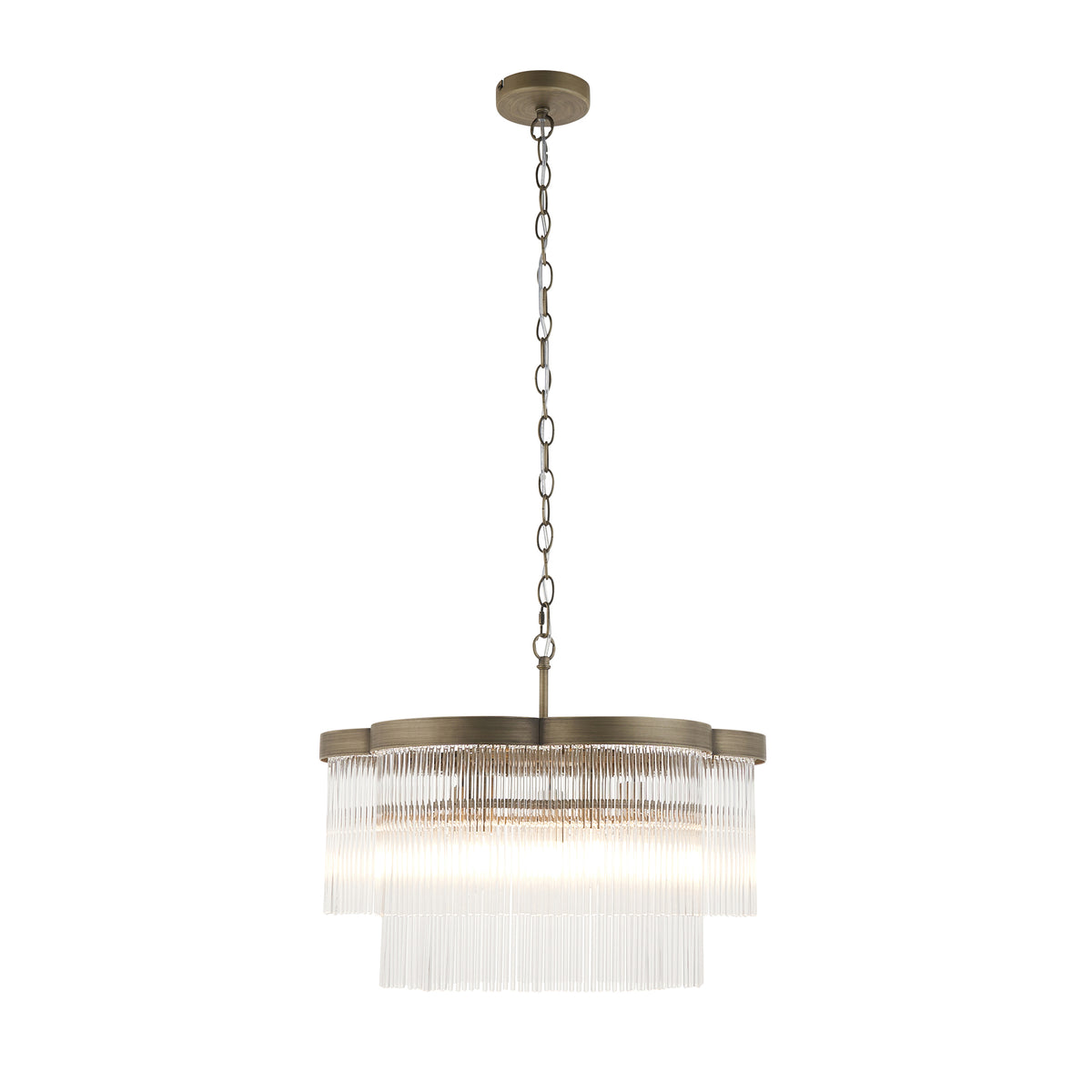 Lucille 5 Light Antique Brass & Clear Glass Pendant Ceiling Light