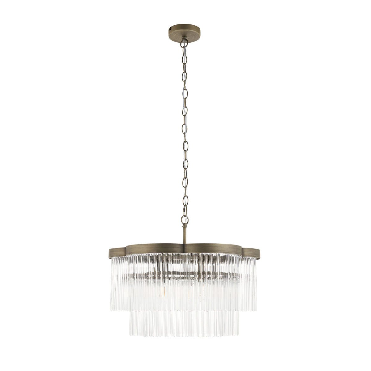 Lucille 5 Light Antique Brass & Clear Glass Pendant Ceiling Light