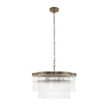 Lucille 5 Light Antique Brass & Clear Glass Pendant Ceiling Light