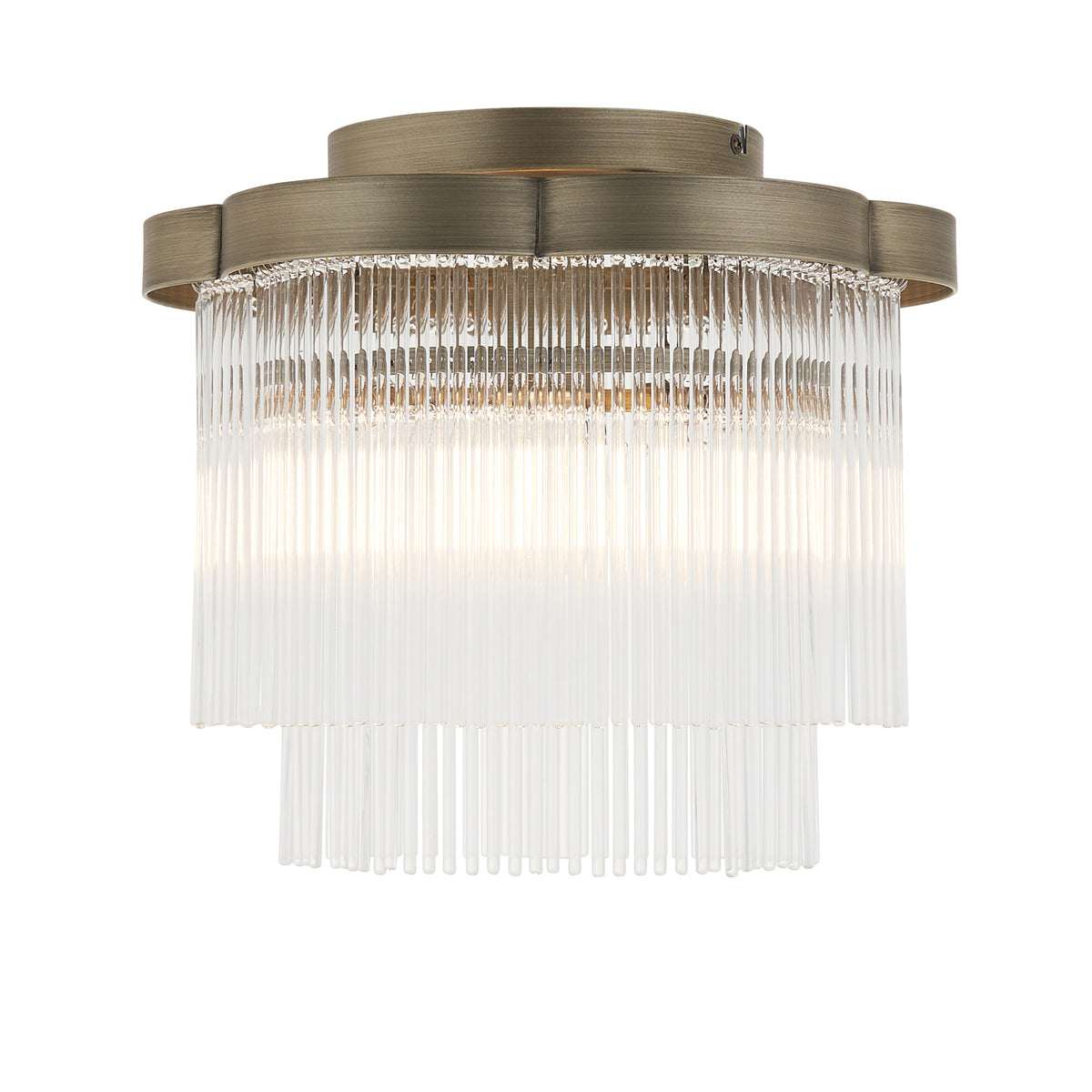 Lucille Antique Brass & Clear Glass Flush Ceiling Light